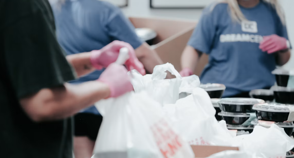 grand rapids food distribution volunteers at work